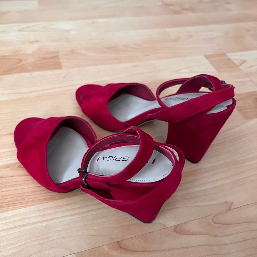Via Spiga Red Suede Sandals - Picture 6 of 9